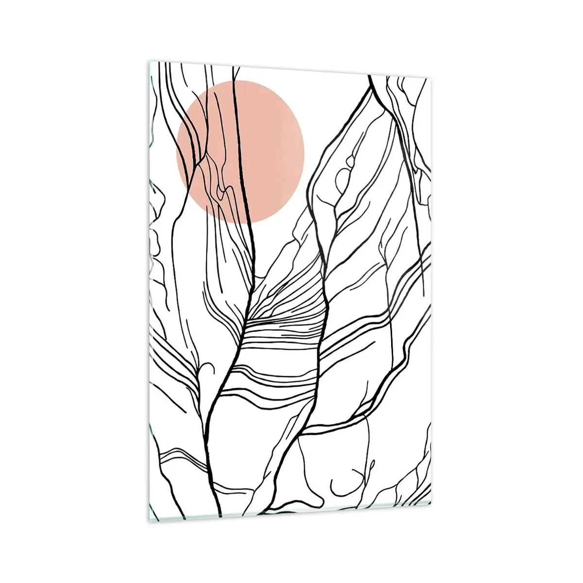 Glasbild - Bild auf glas - Minimalistische Linien mit geometrischem Akzent - 80x120cm - In einem Netz aus Zweigen - Moderne Wanddekoration für Wohnzimmer und Schlafzimmer ARTTOR