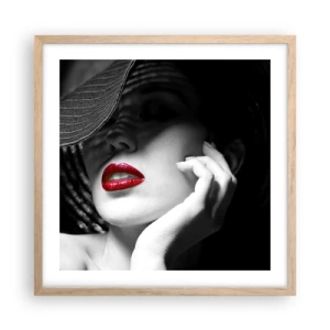 Poster in einem Rahmen aus heller Eiche - Eine Studie in Scharlachrot - 50x50 cm