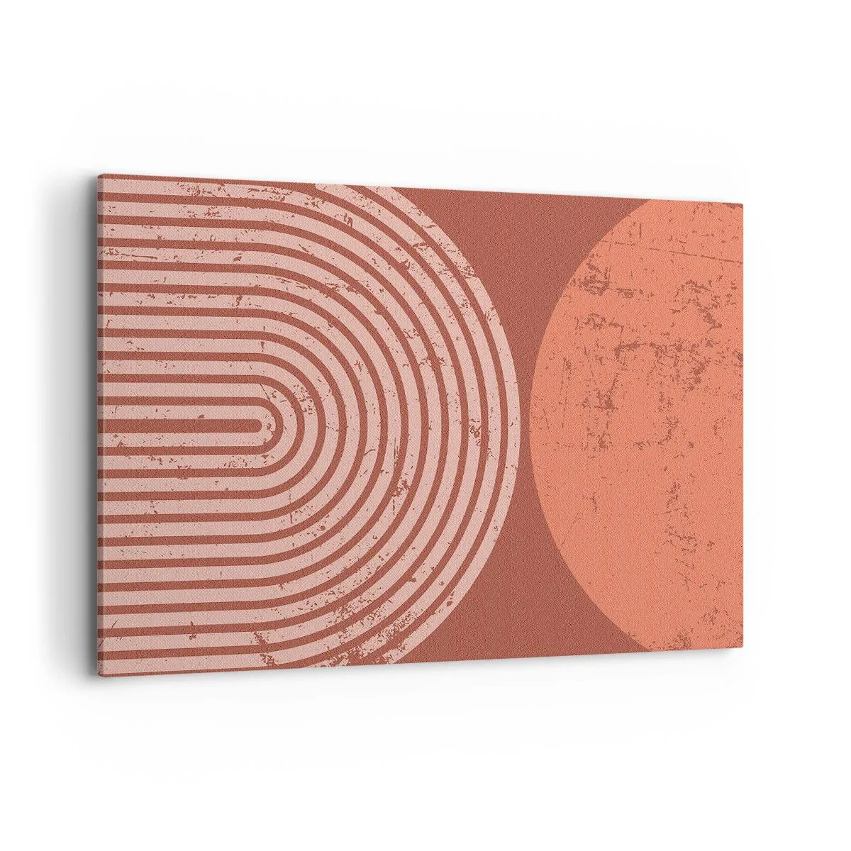 Bild auf Leinwand - Leinwandbild - Geometrische Muster in Terrakotta-Tönen auf Vintage-Hintergrund - 100x70cm - Enge Beziehung - Moderne Wanddekoration für Wohnzimmer und Schlafzimmer ARTTOR