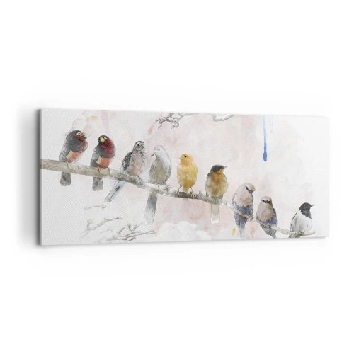 Bild auf Leinwand - Leinwandbild - Geflügeltes Treffen - 100x40 cm