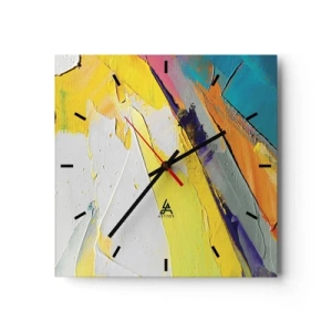 Wanduhr - Glasuhr - Eine abstrakte Komposition in intensiven Farben - 30x30cm - Die Anatomie des Lichts - Moderne Wanddekoration für Wohnzimmer und Schlafzimmer ARTTOR