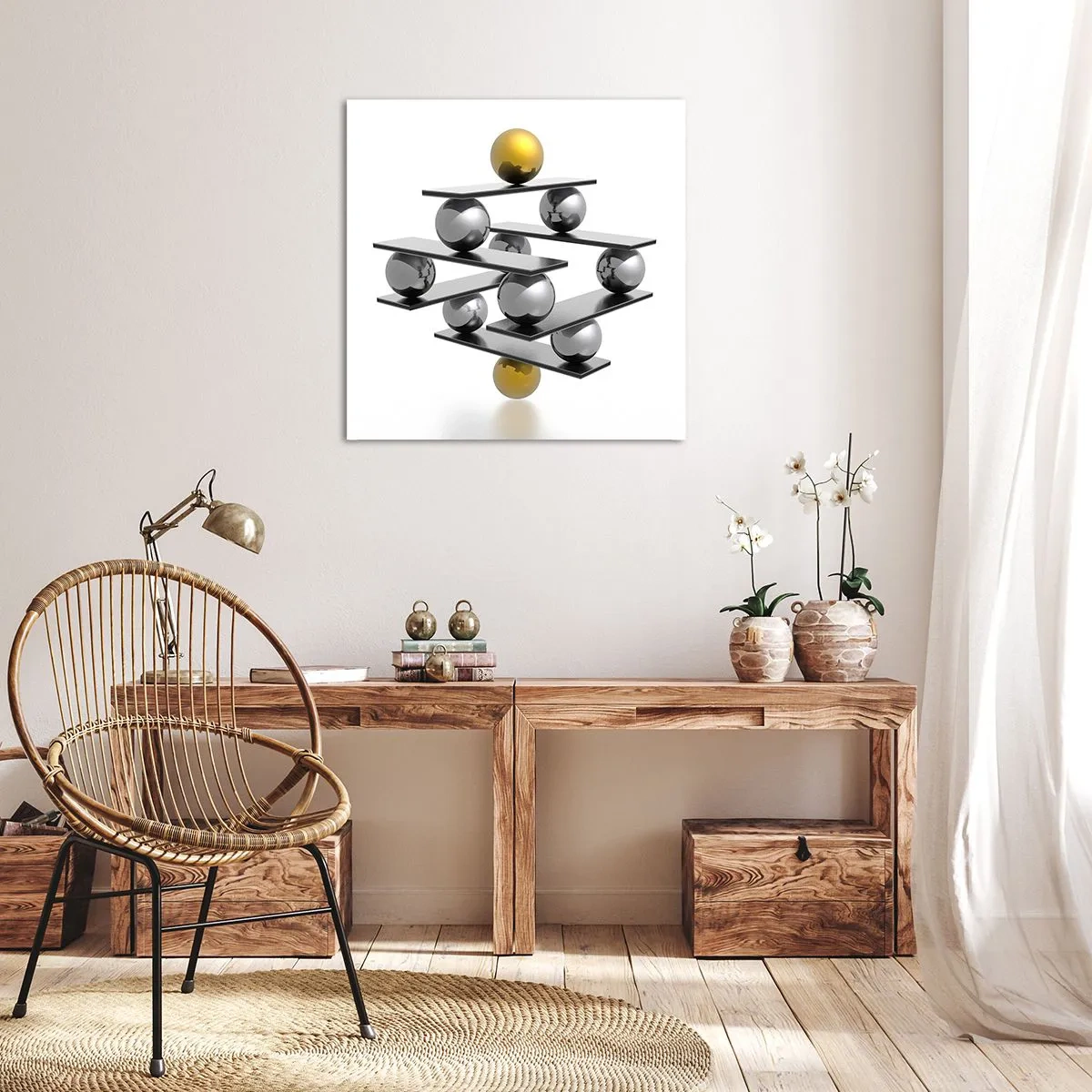 Bild auf Leinwand - Leinwandbild - Gold- und Silberbalance - 60x60 cm