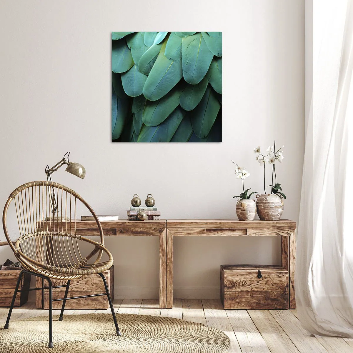 Bild auf Leinwand - Leinwandbild - Papageienartige Präzision - 70x70 cm