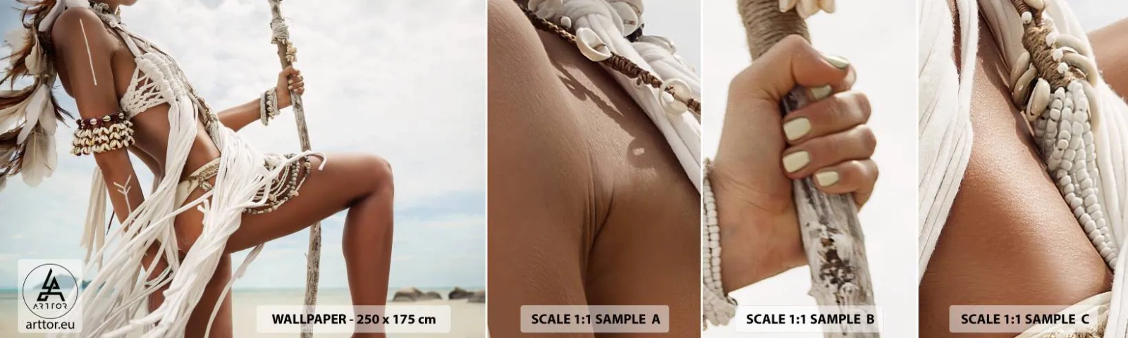 Fototapetenmuster Standard Eco - Eine Priesterin der Sonne - Frau, Boho, Jahrgang - 100x30 cm