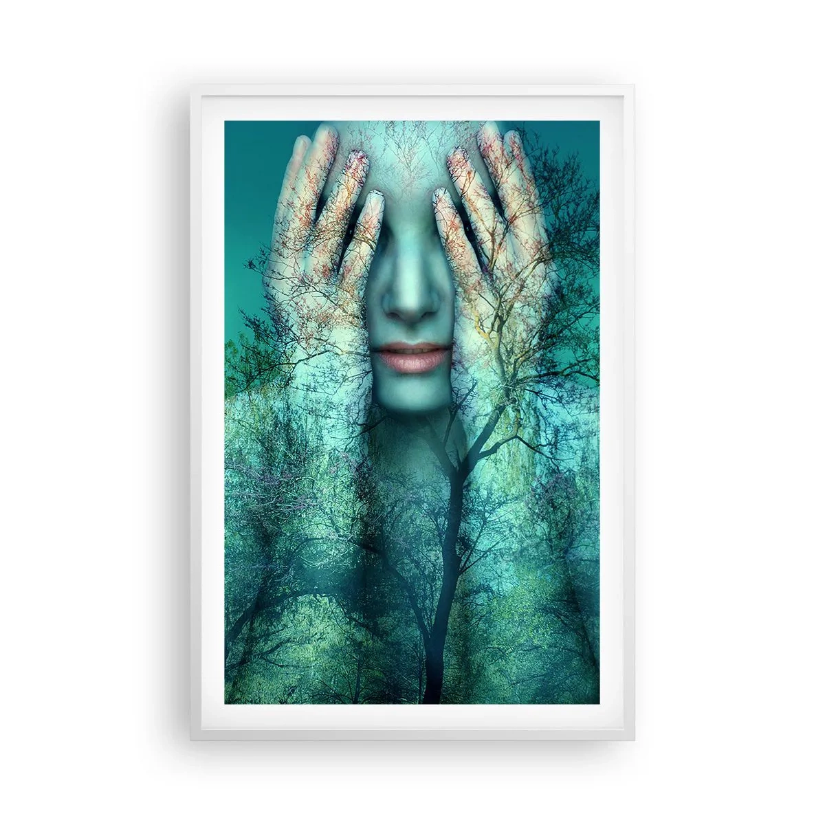 Poster in einem weißen Rahmen - Eingetaucht in Blau - 61x91 cm