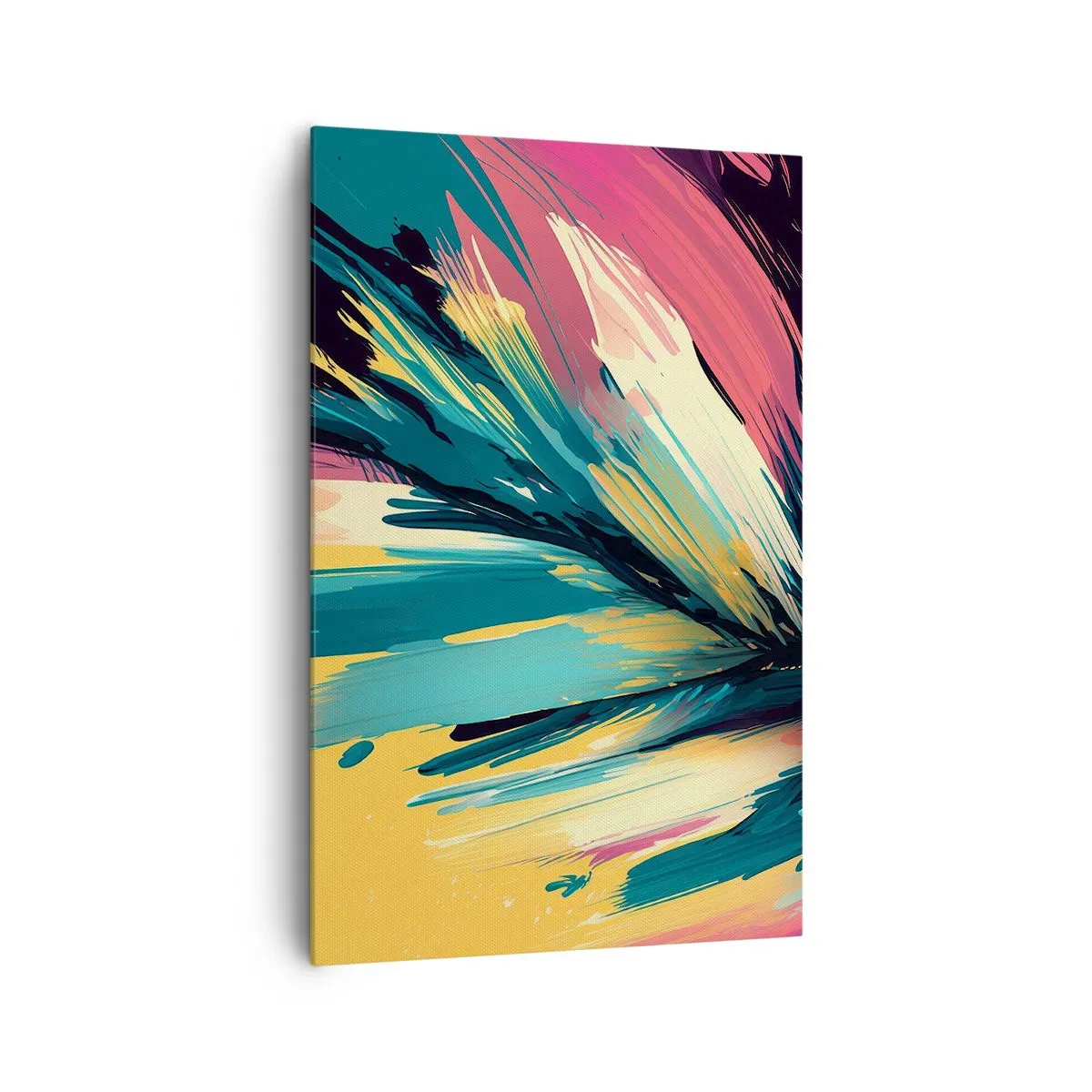 Bild auf Leinwand - Leinwandbild - Eine abstrakte Komposition in intensiven und kontrastreichen Farben. - 80x120cm - Komposition – eine Explosion der Freude - Moderne Wanddekoration für Wohnzimmer und Schlafzimmer ARTTOR