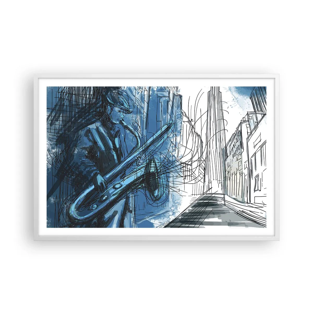 Poster in einem weißen Rahmen - Urbane Rhapsodie - 91x61 cm