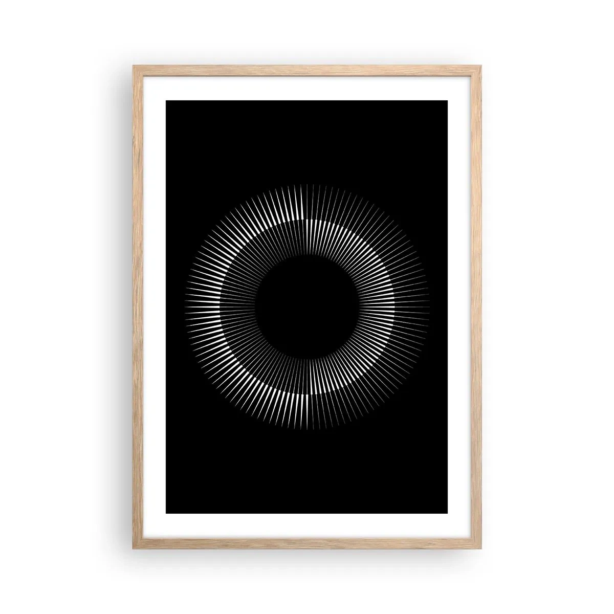 Poster in einem Rahmen aus heller Eiche - Schwarze Sonne - 50x70 cm