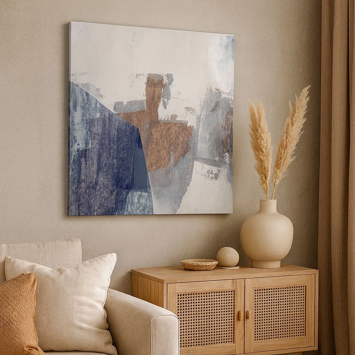 Bild auf Leinwand - Leinwandbild - Blaue und braune Formen - 30x30 cm