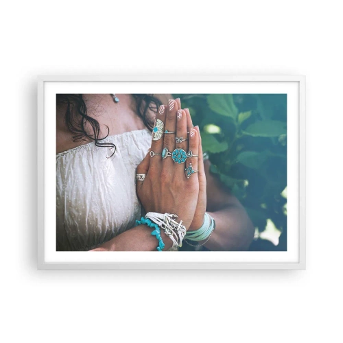 Poster in einem weißen Rahmen - Willkommen im Zentrum des Seins - 70x50 cm