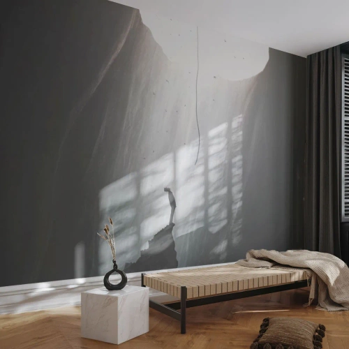 Fototapete Premium Canvas - Es gibt immer einen Ausweg - Höhle, Mann, Klettern - 200x140 cm