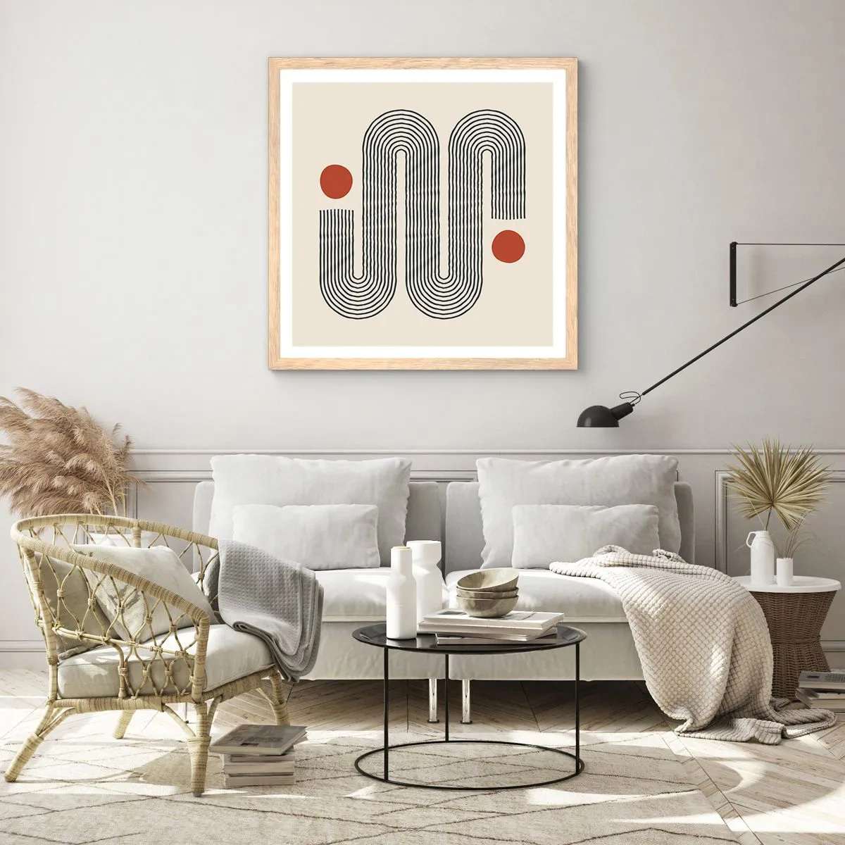 Poster in einem Rahmen aus heller Eiche - Vom Anfang bis zum Ende - 60x60 cm