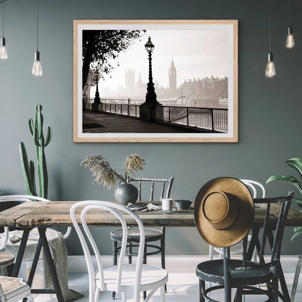 Poster in einem Rahmen aus heller Eiche - Londoner Morgen - 91x61 cm