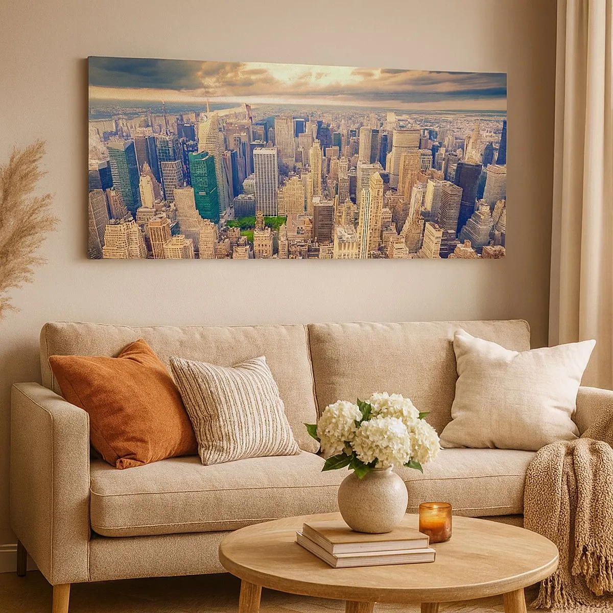 Bild auf Leinwand - Leinwandbild - Vergoldete Metropole - 100x40 cm