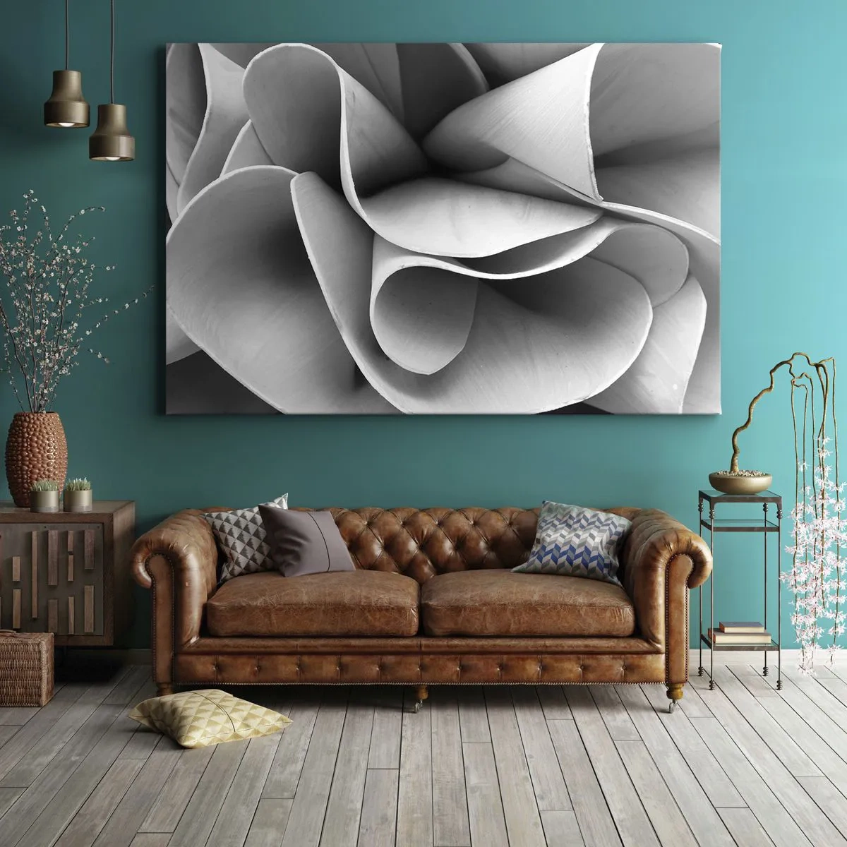 Bild auf Leinwand - Leinwandbild - Schwarz-weiße Details abstrakter Formen - 70x50cm - Es passiert im Weltraum - Moderne Wanddekoration für Wohnzimmer und Schlafzimmer ARTTOR