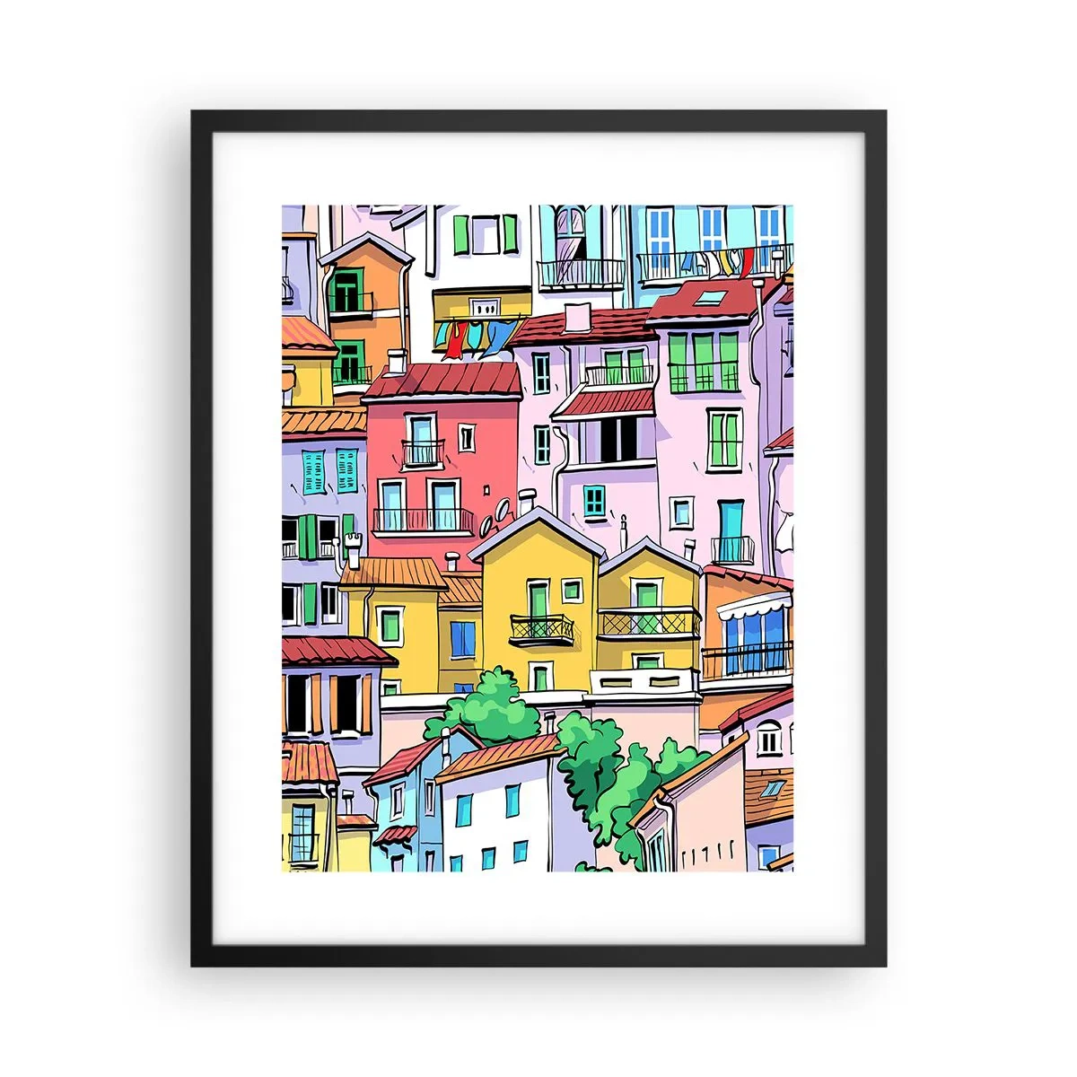 Poster in einem schwarzem Rahmen - Lustige Stadt - 40x50 cm