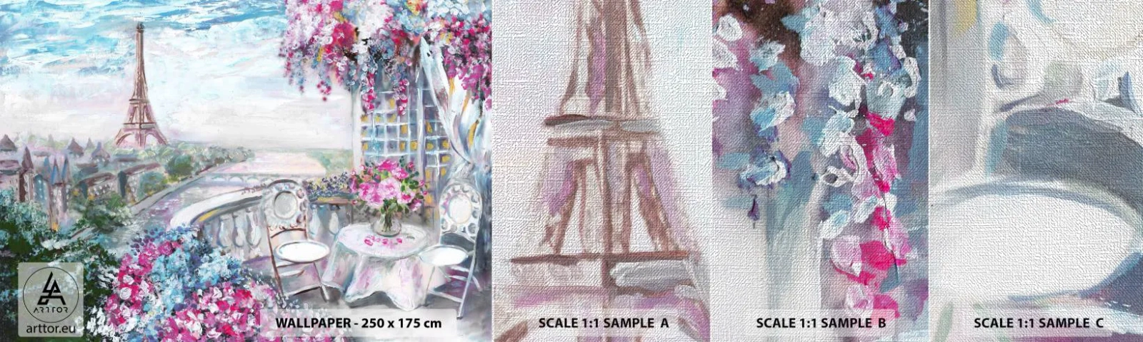 Fototapeten Muster Premium Canvas - Am schönsten ist es hier im Mai - Stadt, Eiffelturm, Paris - 100x30 cm