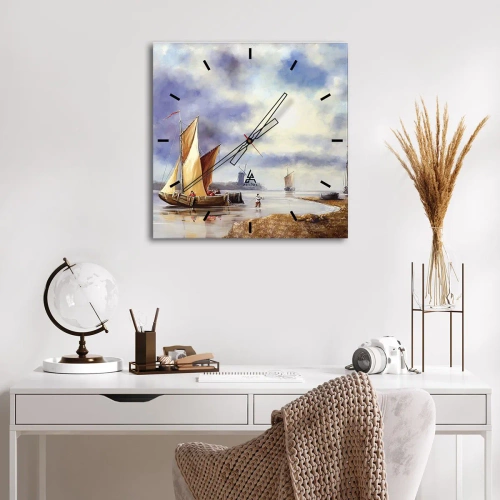 Wanduhr - Glasuhr - Die Rückkehr der Seeleute - 40x40 cm