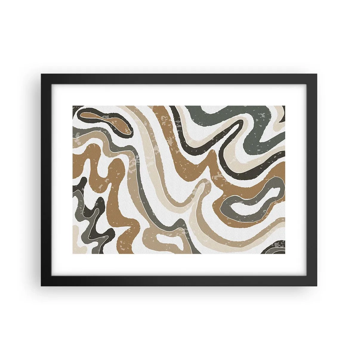 Poster in einem schwarzem Rahmen - Mäander in Erdfarben - 40x30 cm