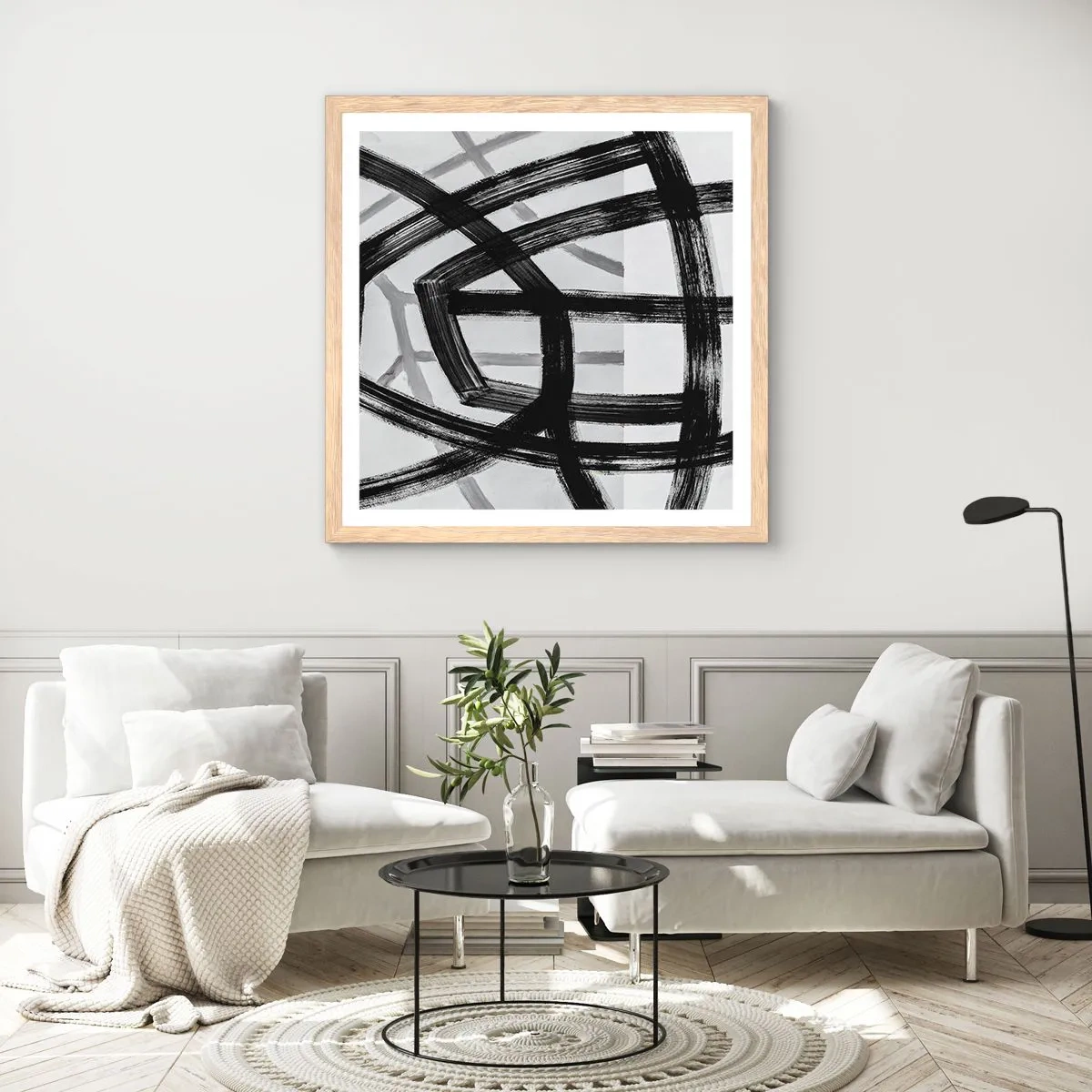 Poster in einem Rahmen aus heller Eiche - Bautiefe - 60x60 cm