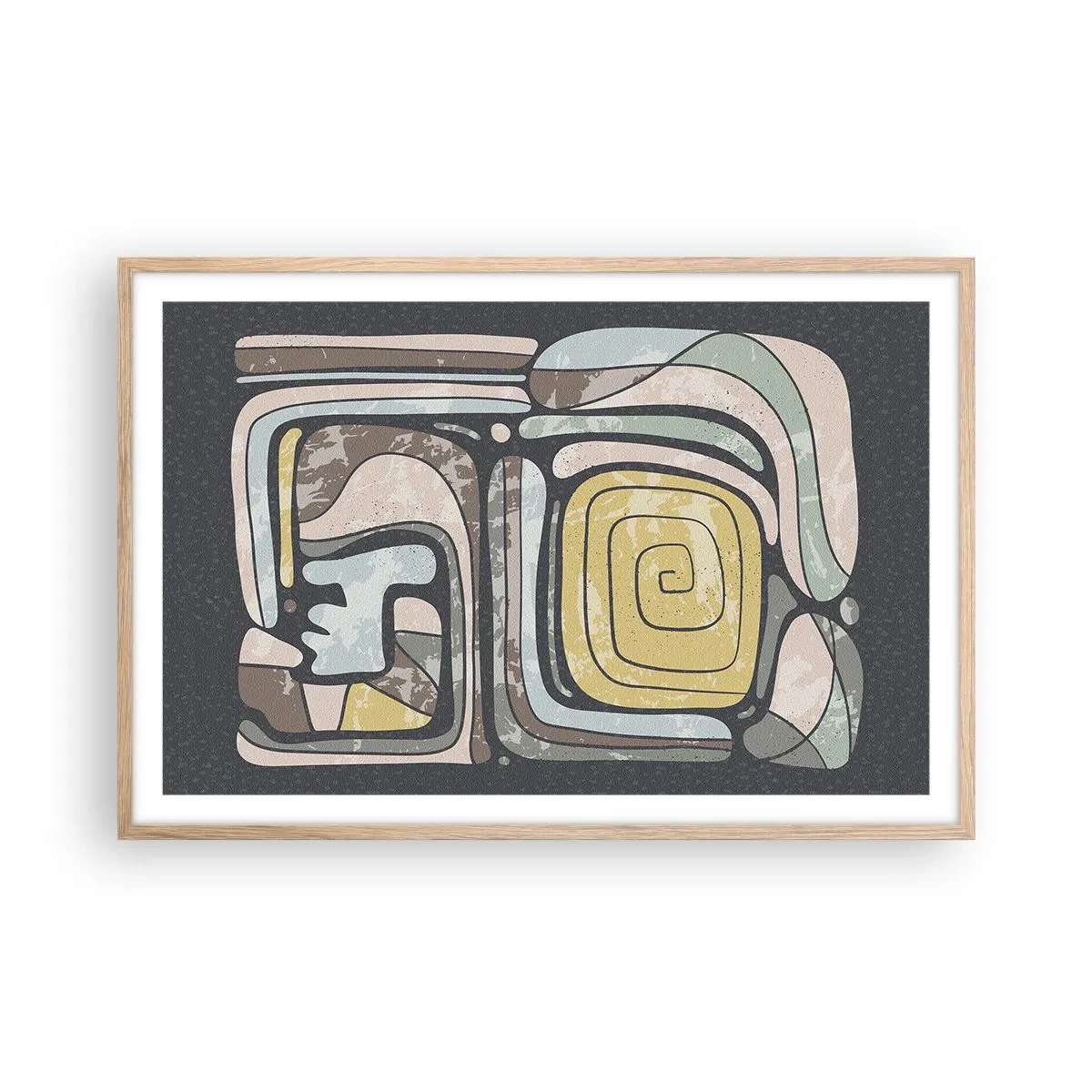 Poster in einem Rahmen aus heller Eiche - Abstraktion im präkolumbianischen Geist - 91x61 cm