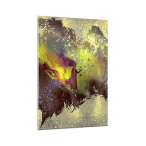 Glasbild - Bild auf glas - Künstlerische Silhouette einer Frau mit der Natur im Hintergrund - 70x100cm - Mutter Natur - Moderne Wanddekoration für Wohnzimmer und Schlafzimmer ARTTOR