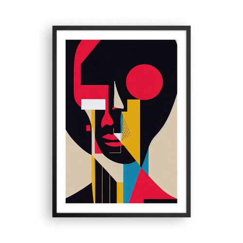Poster in einem schwarzem Rahmen - Abstraktes Porträt in geometrischer Komposition - 50x70cm - Ihre innere Welt - Moderne Wanddekoration für Wohnzimmer und Schlafzimmer ARTTOR