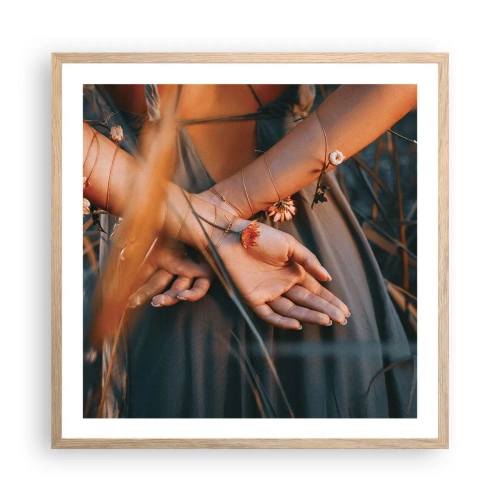Poster in einem Rahmen aus heller Eiche - Verbunden mit der Natur - 60x60 cm