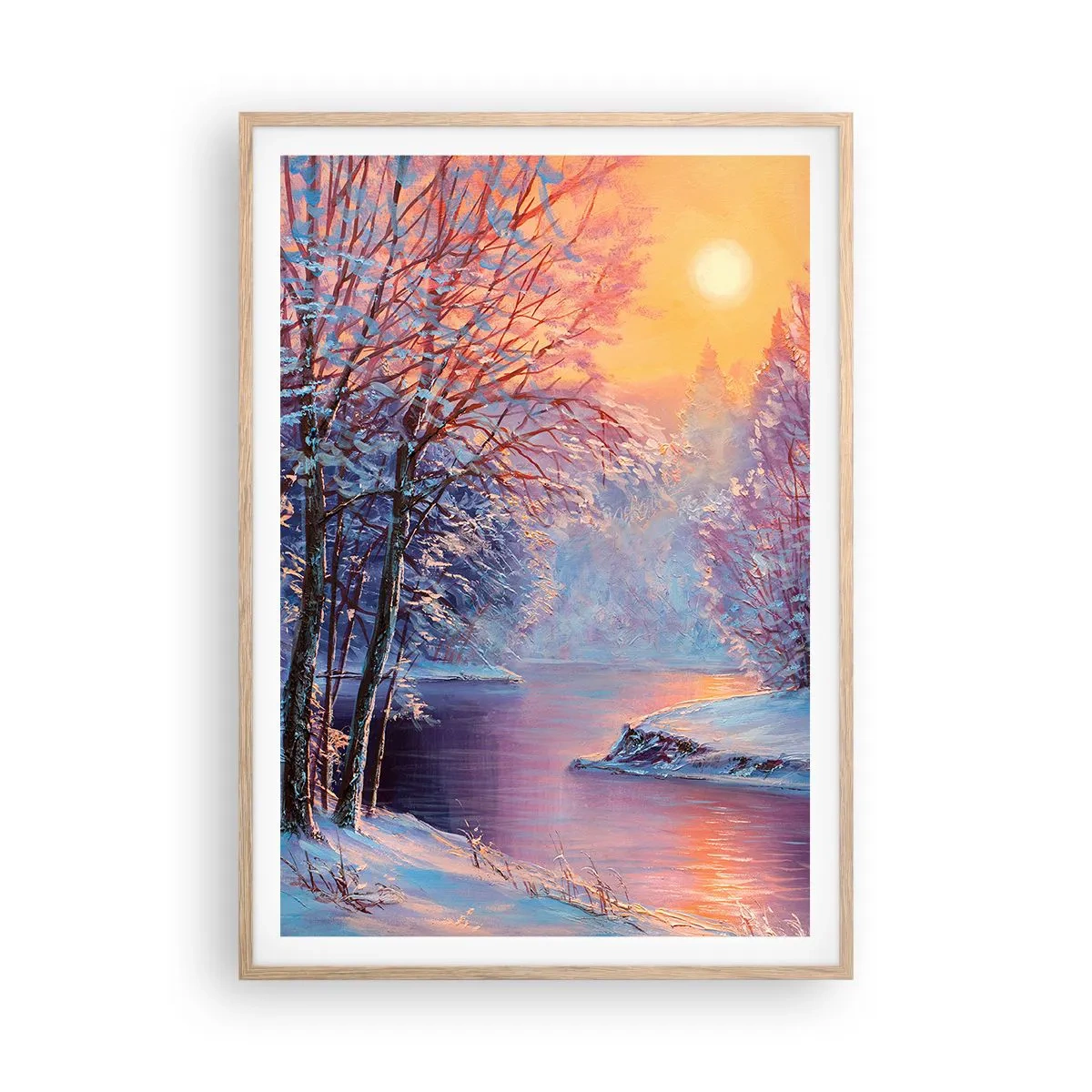 Poster in einem Rahmen aus heller Eiche - Die Farben des Winters - 70x100 cm