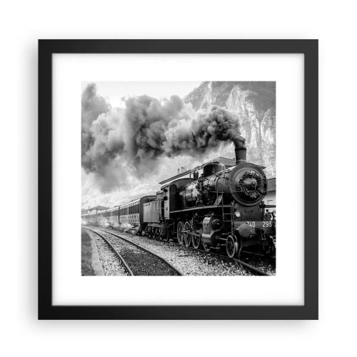 Poster in einem schwarzem Rahmen - Steht am Bahnhof ... - 30x30 cm