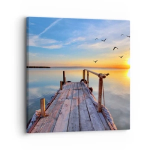 Bild auf Leinwand - Leinwandbild - Lauf direkt der Sonne entgegen - 30x30 cm