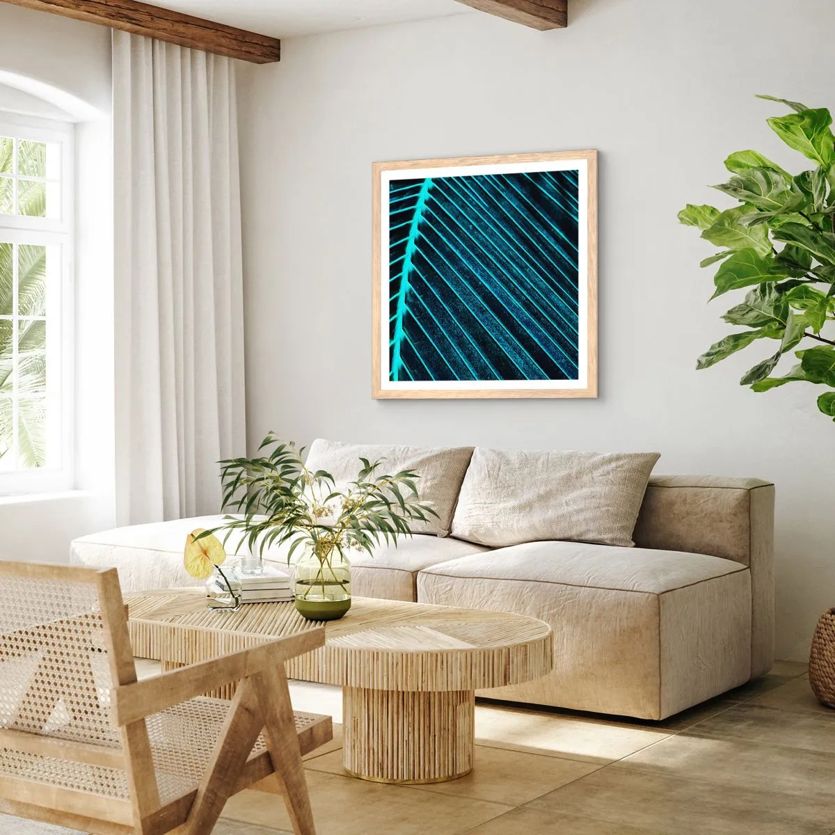 Poster in einem Rahmen aus heller Eiche - Grüne Textur - 30x30 cm