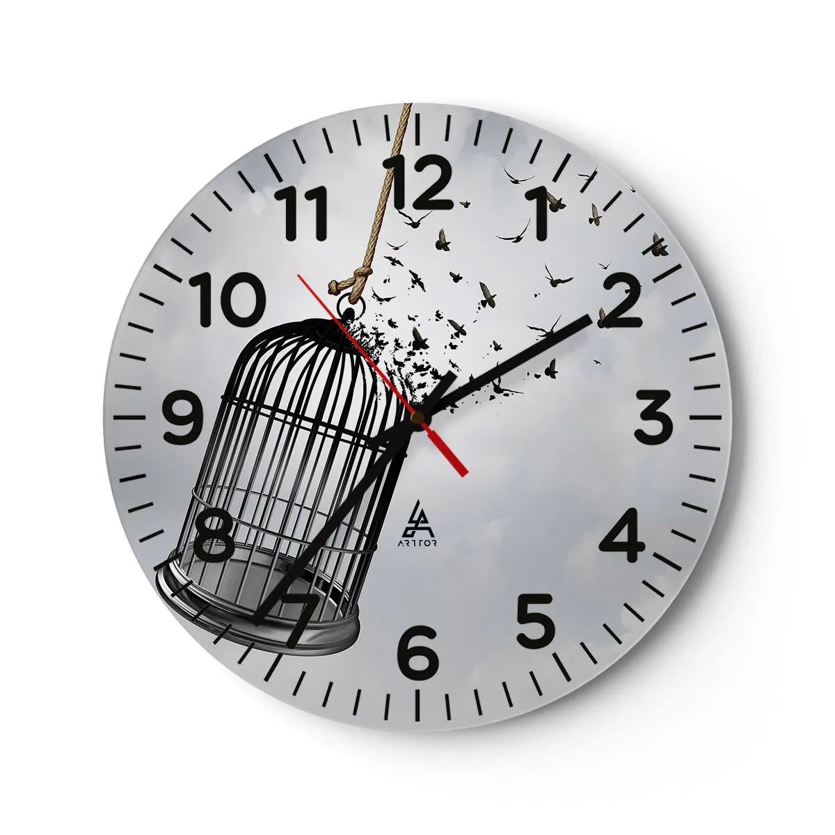 Wanduhr - Glasuhr - Glaube ... Hoffnung ... Freiheit! - 30x30 cm