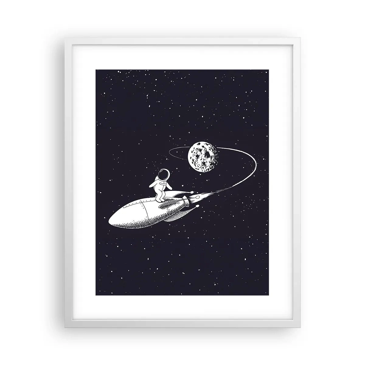 Poster in einem weißen Rahmen - Weltraumsurfer - 40x50 cm