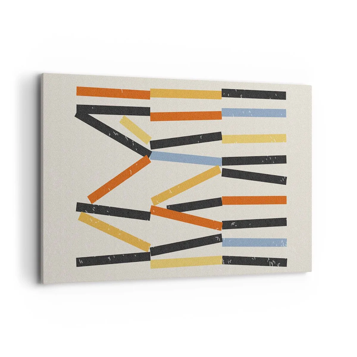 Bild auf Leinwand - Leinwandbild - Abstrakte Komposition mit farbigen und schwarzen Rechtecken in horizontaler Anordnung - 120x80cm - Komposition auf der Ebene - Moderne Wanddekoration für Wohnzimmer und Schlafzimmer ARTTOR