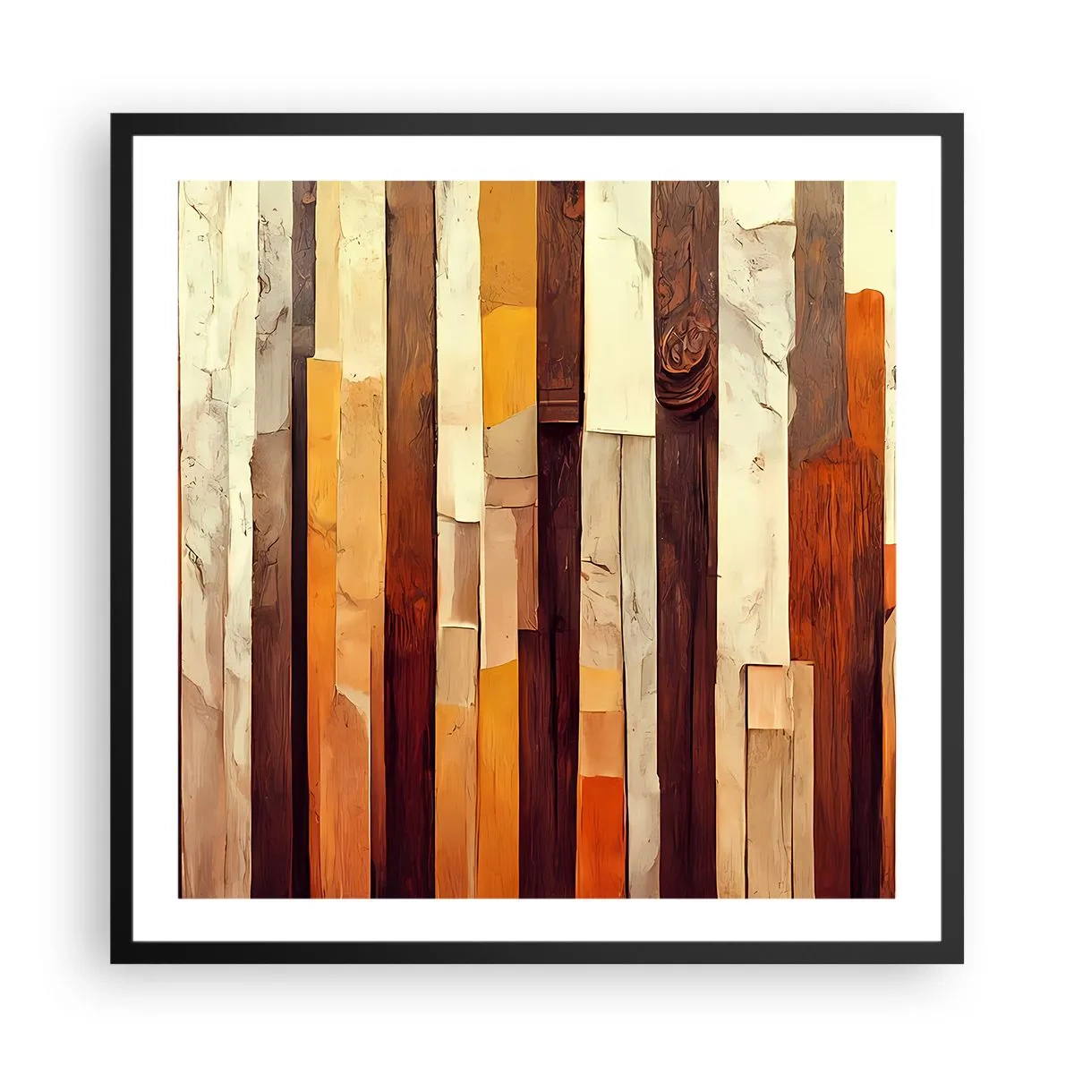 Poster in einem schwarzem Rahmen - Hymne der Waldbäume - 60x60 cm
