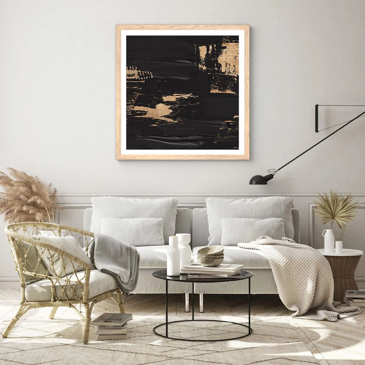 Poster in einem Rahmen aus heller Eiche - Spur einer Berührung - 60x60 cm