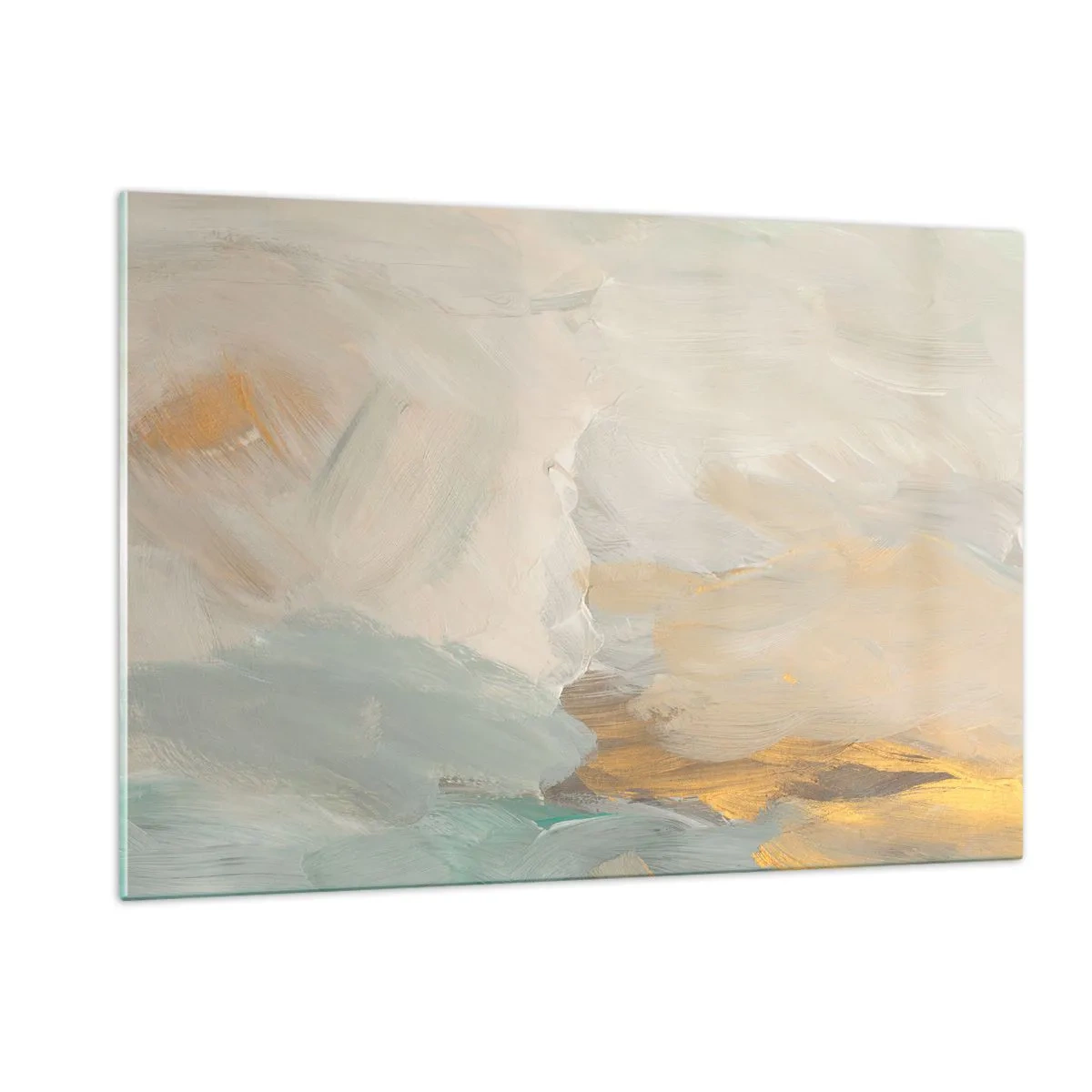 Glasbild - Bild auf glas - Helle Abstraktion mit zarten Pinselstrichen - 120x80cm - Abstraktion – das Land der Sanftheit - Moderne Wanddekoration für Wohnzimmer und Schlafzimmer ARTTOR