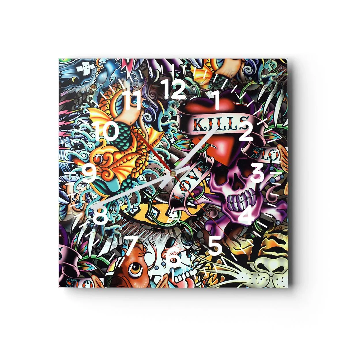 Wanduhr - Glasuhr - Der Traum des Tätowierers - 40x40 cm