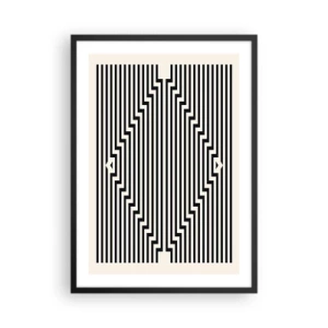 Poster in einem schwarzem Rahmen - Schwarze und weiße Linien erzeugen eine optische Täuschung - 50x70cm - Geometrische Illusion - Moderne Wanddekoration für Wohnzimmer und Schlafzimmer ARTTOR
