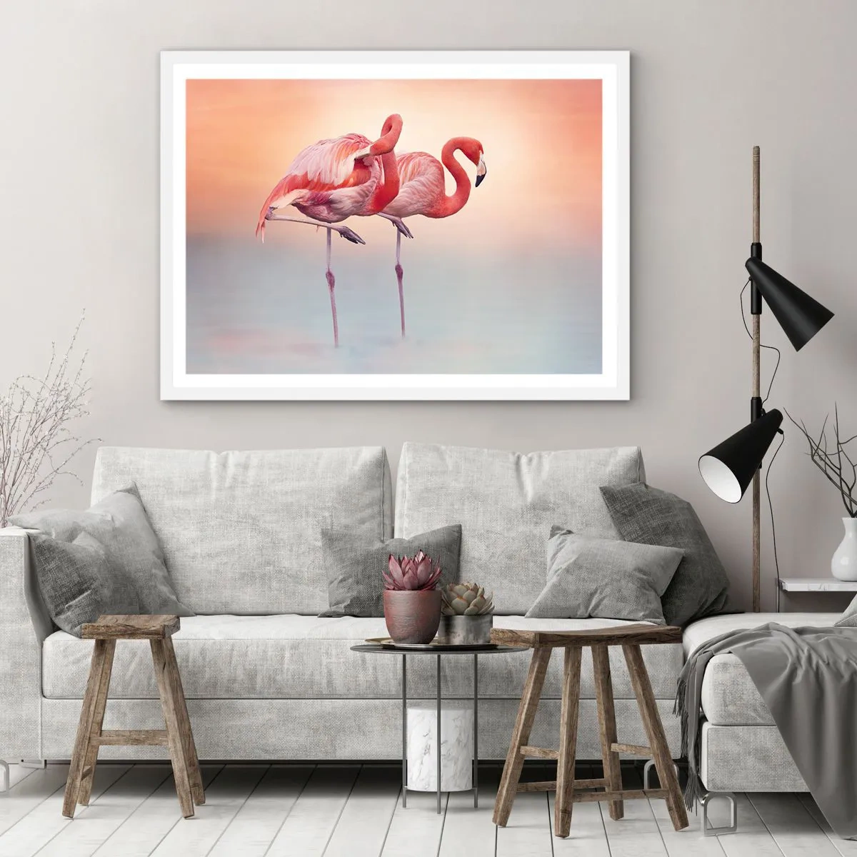 Poster in einem weißen Rahmen - Die Farbe der untergehenden Sonne - 100x70 cm