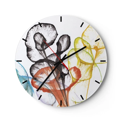 Wanduhr - Glasuhr - Blumen mit Seele - 40x40 cm