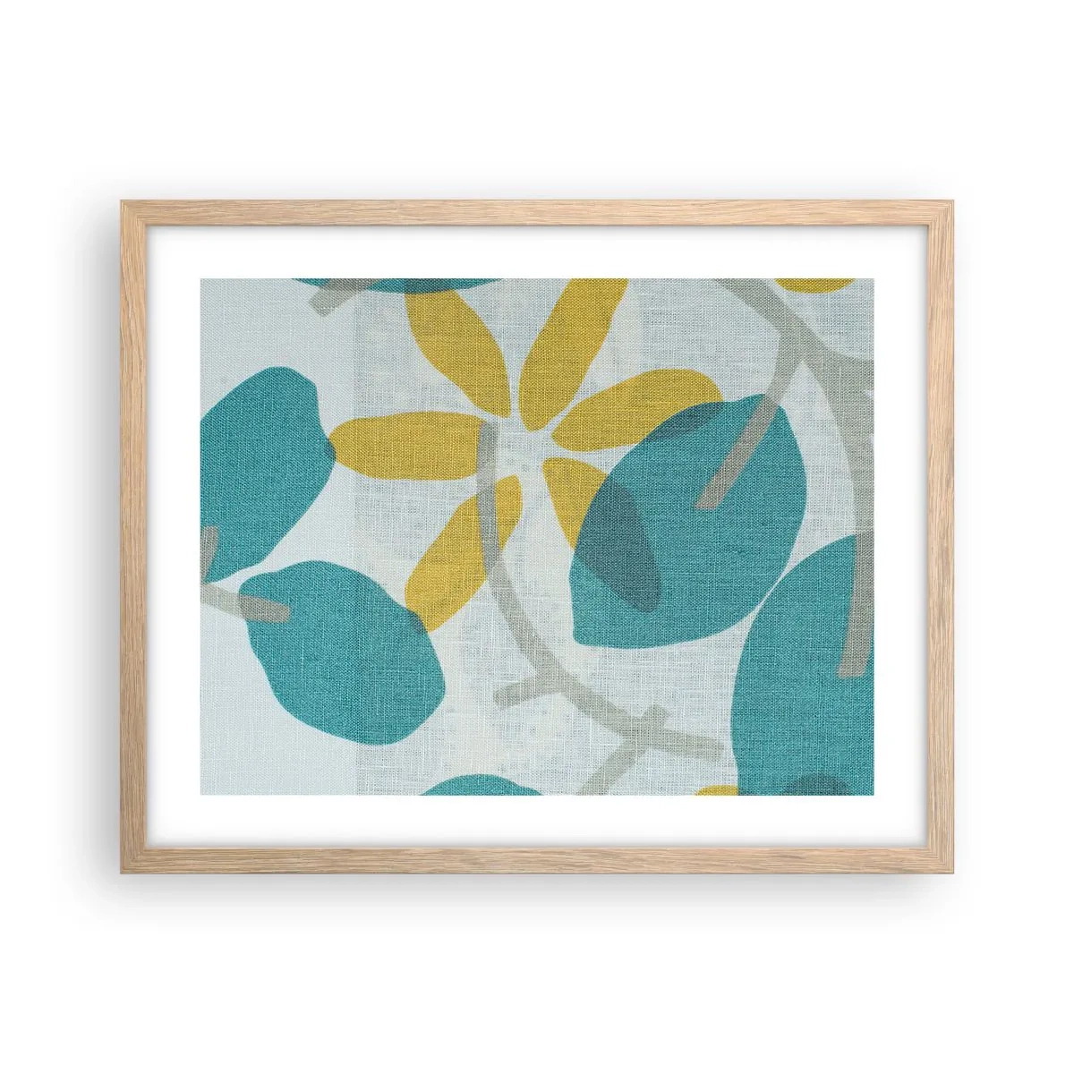 Poster in einem Rahmen aus heller Eiche - Unter den azurblauen Blättern - 50x40 cm