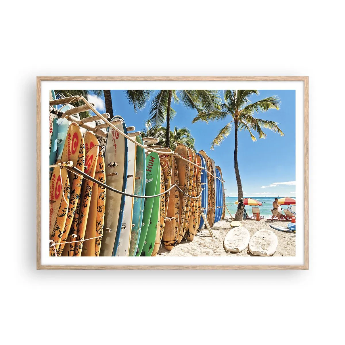 Poster in einem Rahmen aus heller Eiche - Sonniger Spaß - 100x70 cm
