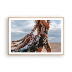 Poster in einem Rahmen aus heller Eiche - Das Mädchen des Schamanen - 91x61 cm