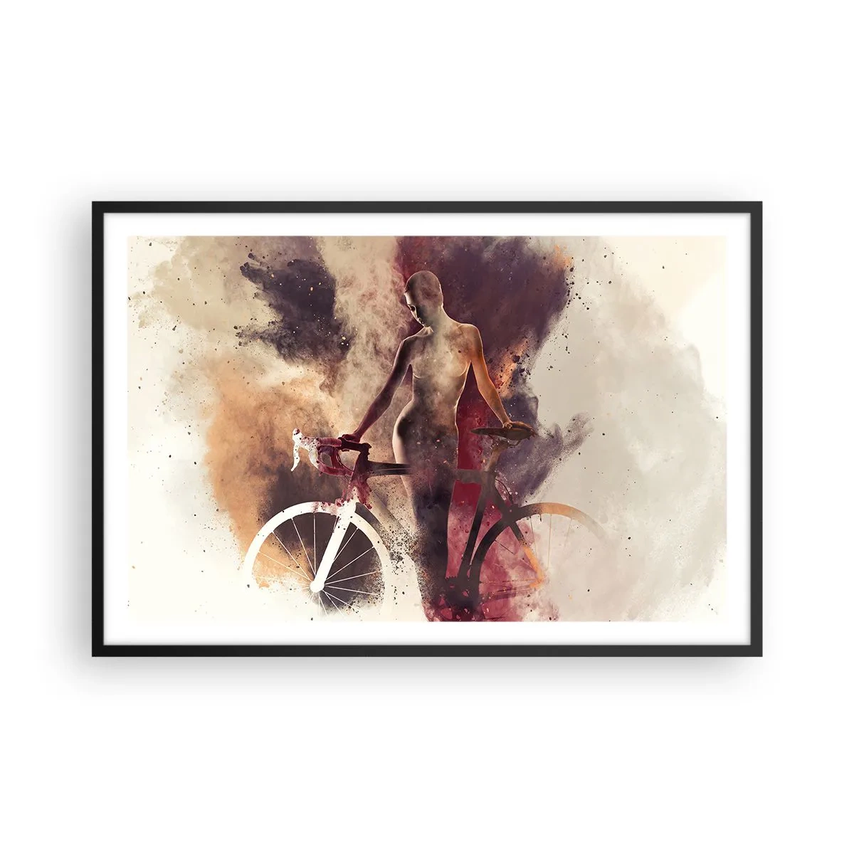 Poster in einem schwarzem Rahmen - Eine Fahrradseele in Marmorformen - 91x61 cm