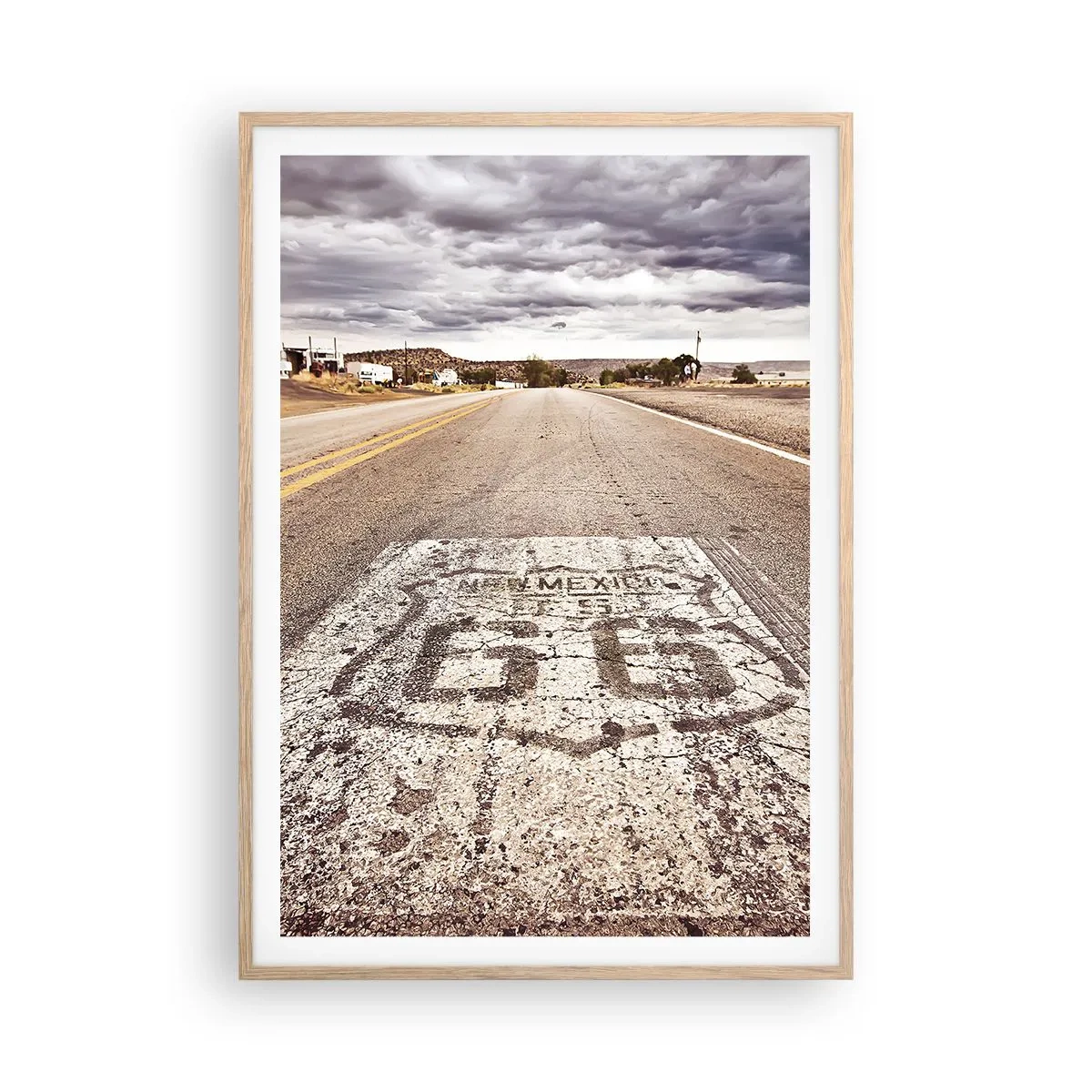 Poster in einem Rahmen aus heller Eiche - Mother Road - eine amerikanische Legende - 70x100 cm