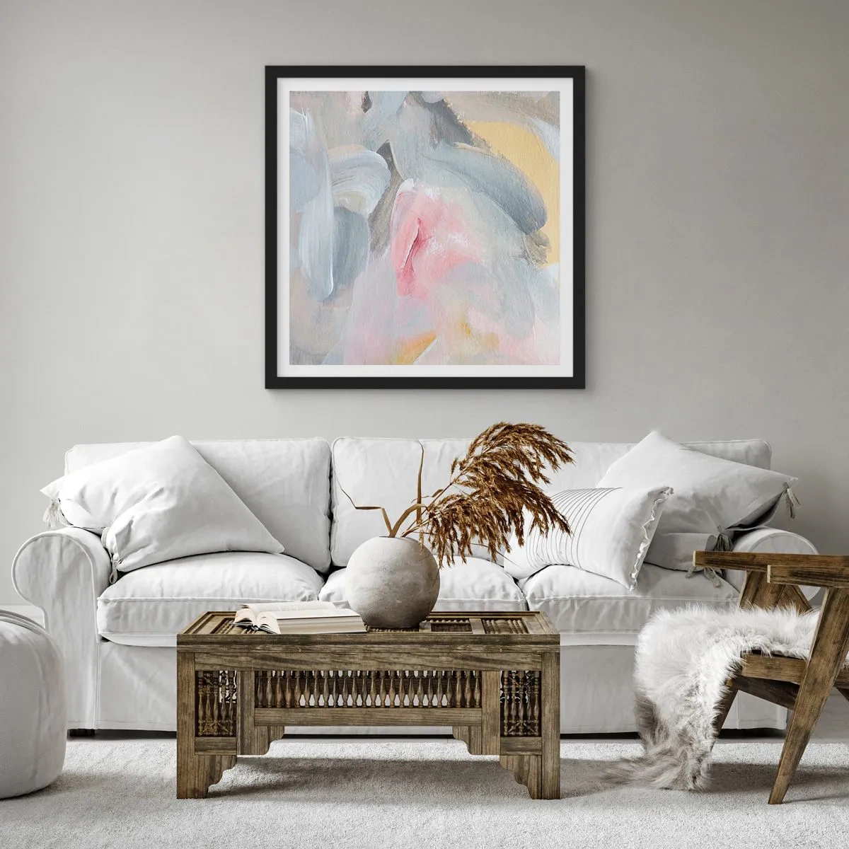 Poster in einem schwarzem Rahmen - In einer Pastellwelt - 40x40 cm