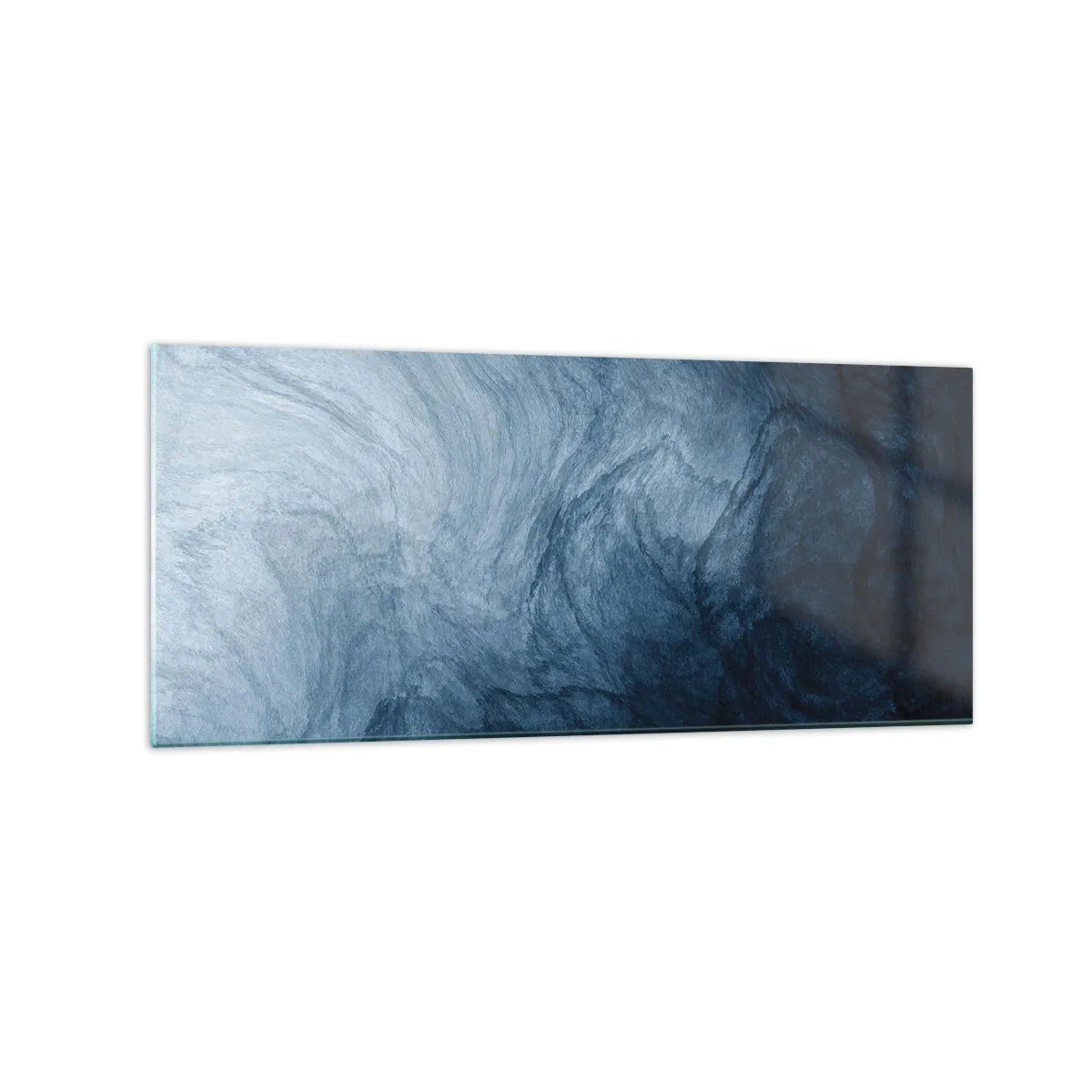 Glasbild - Bild auf glas - Eine abstrakte Komposition in Blau- und Marineblautönen. - 120x50cm - Greifen Sie tief - Moderne Wanddekoration für Wohnzimmer und Schlafzimmer ARTTOR