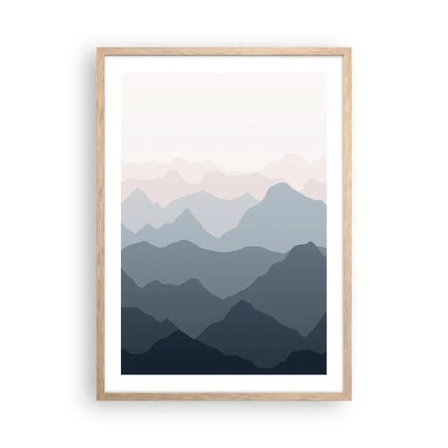 Poster in einem Rahmen aus heller Eiche - Wellen der Berge - 50x70 cm